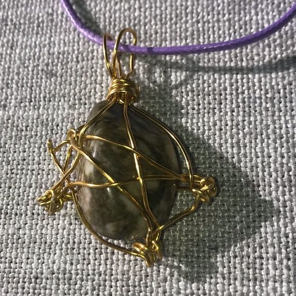 🍵 DENDRITIC AGATE PENTACLE NECKLACE 🍵🍥 - Picture 4 of 5